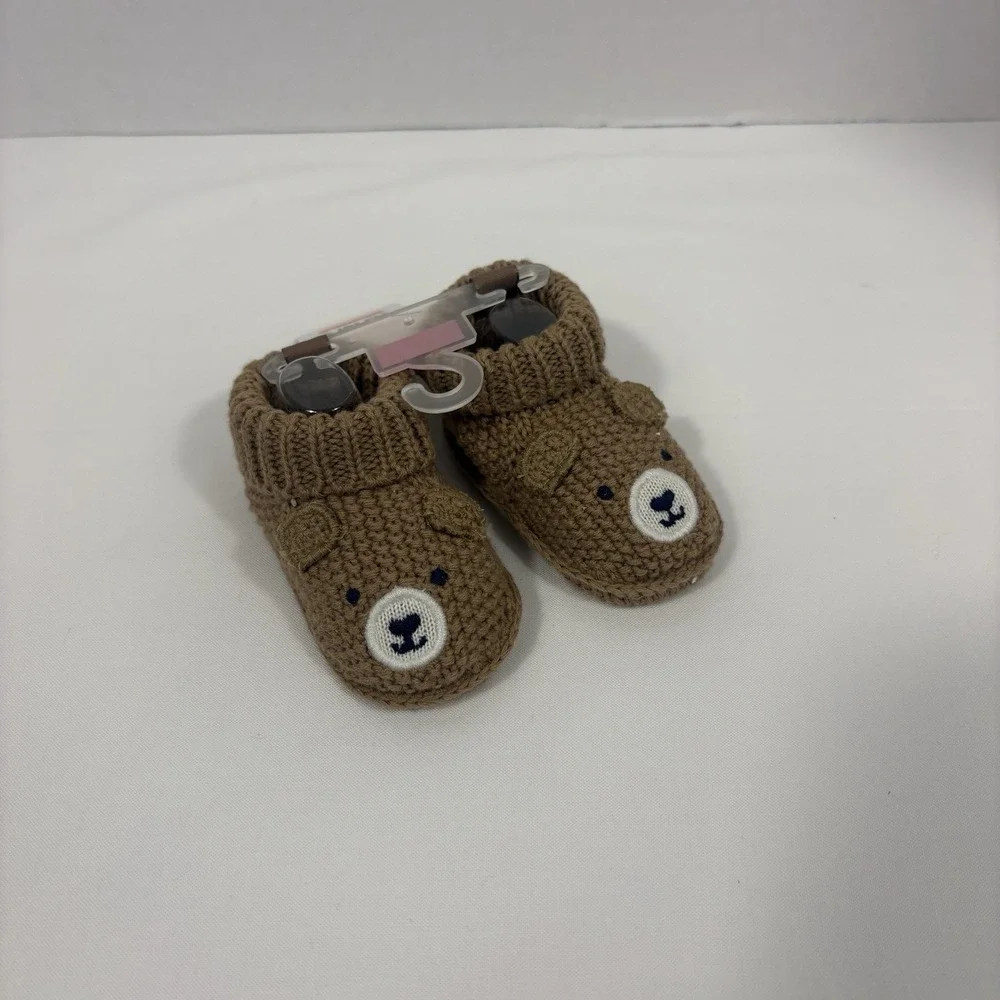 Just One You Carter's Newborn Baby Brown Bear Knitted Bootie Slippers Shoes